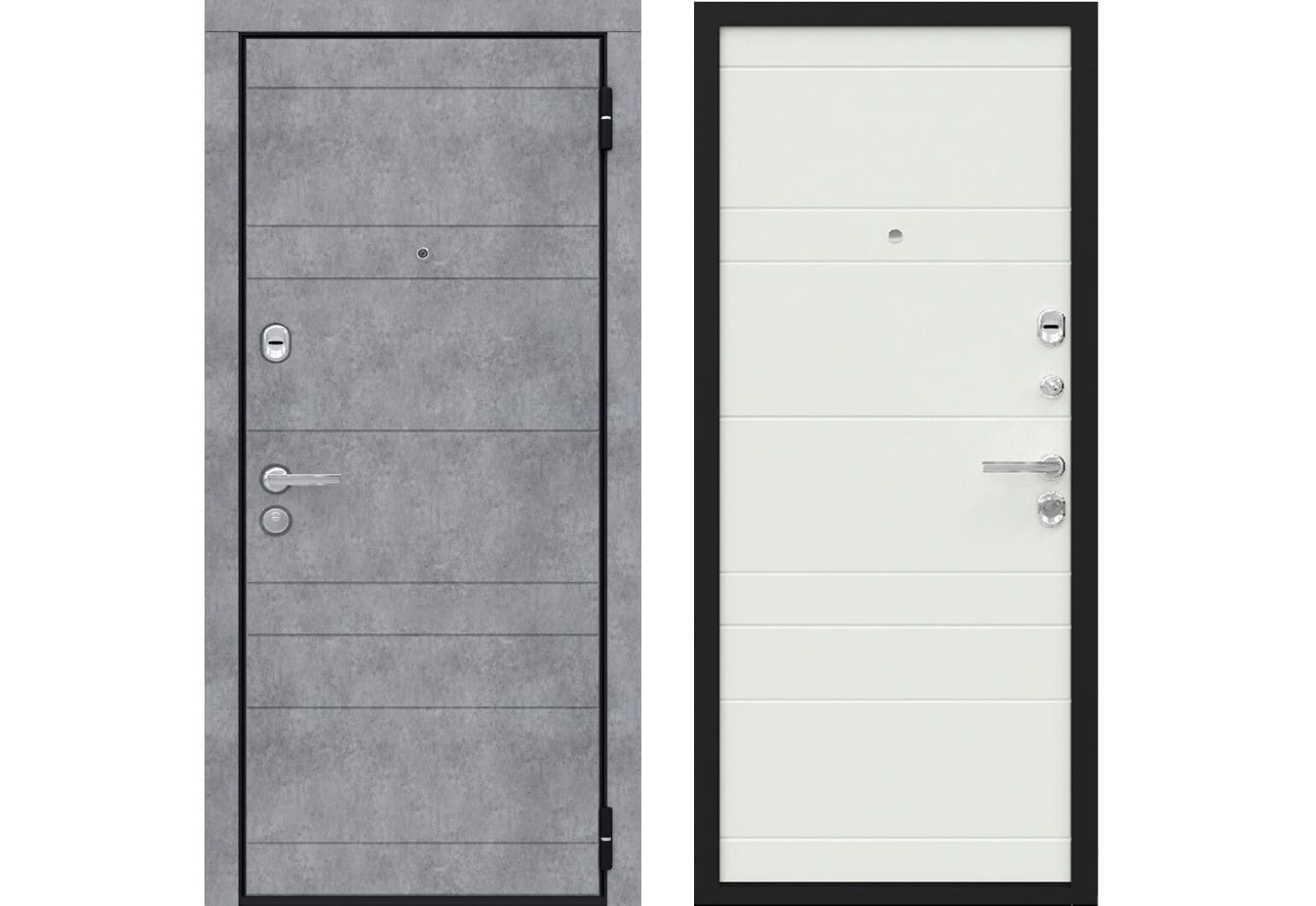 Дверь мет. Гранит Бетон серый / Шагрень белая (М350) 960 левая